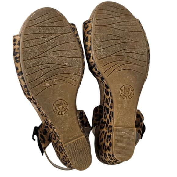 Mephisto Womens Leopard Print Sling Back Wedge Open Toe Sandals, Size 40 / US 10 - Picture 5 of 9